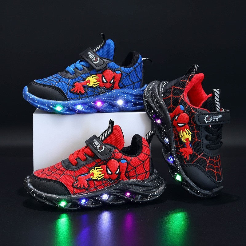Popular Design Led Lighting Shoes Spring/autumn Baby Boys Sports Casual Shoes Fashion New Style Spider Man Children's Sneakers