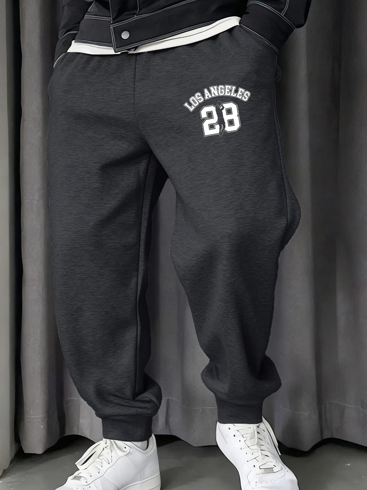 Los Angeges Number 28 Printing Male Sweatpants Fashion Long Pants Trendy Basic Trousers Casual Elastic Waist All-Match Pant