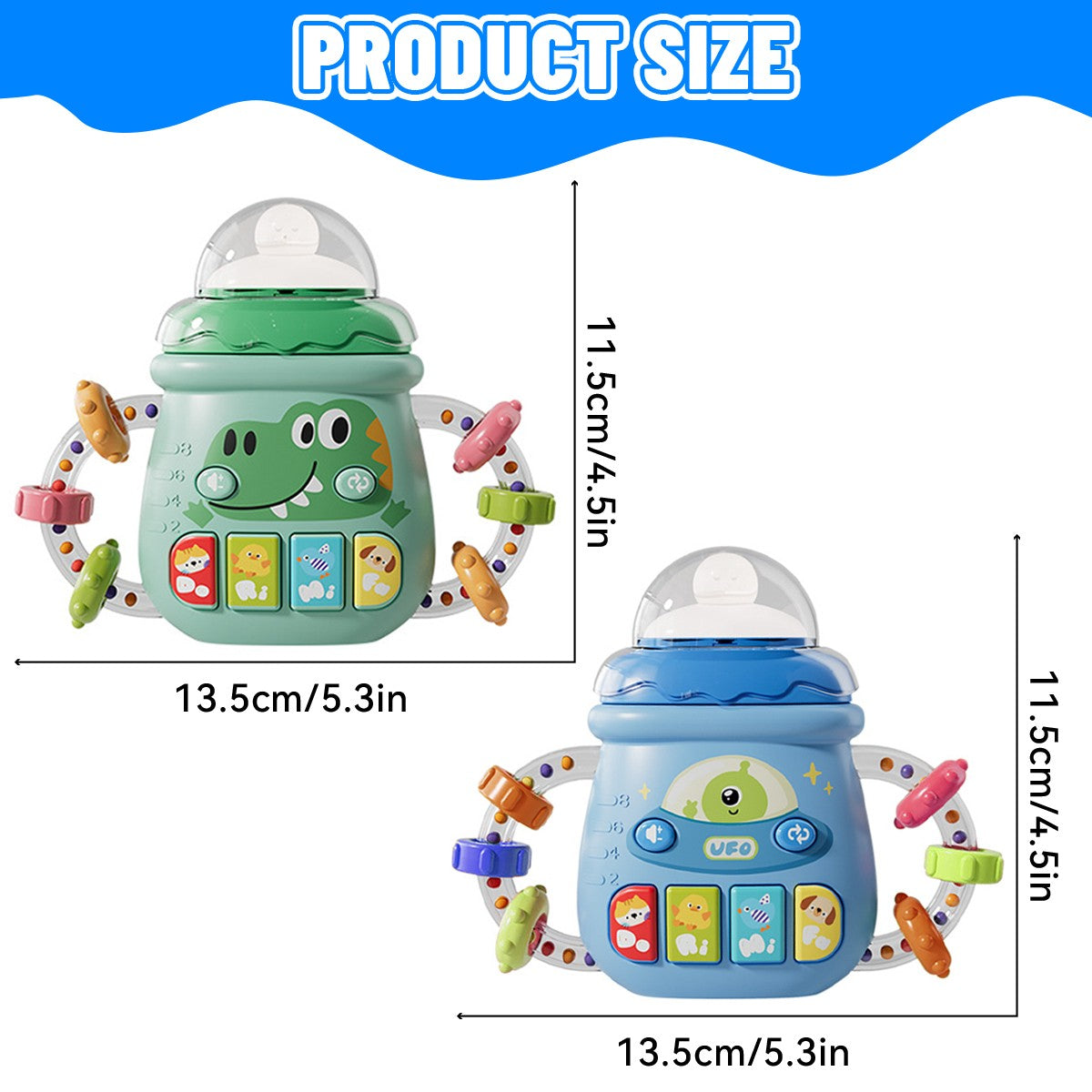 Mobile Soothing Vocal Music Toys For 6M+ Newborn Soft Teether Rattles Educational Toy Baby Musical Feeding Bottle Pacifier