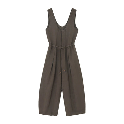 Colne U-Neck Linen Blend Vest And Knife Pleat One-Piece Pants Women's Fashion Design Sensation Tianli Material Long Pants