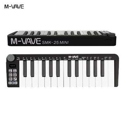 M-VAVE SMK-25 II MIDI Pad Controller Keyboard USB Mini 25 Key,16 RGB Drum Pads,8 Knobs and Music Production,Software Included
