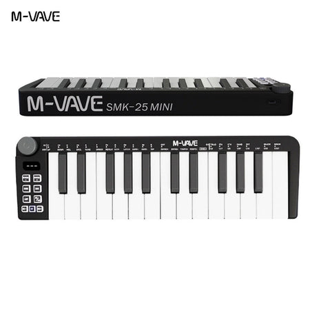 M-VAVE SMK-25 II MIDI Pad Controller Keyboard USB Mini 25 Key,16 RGB Drum Pads,8 Knobs and Music Production,Software Included