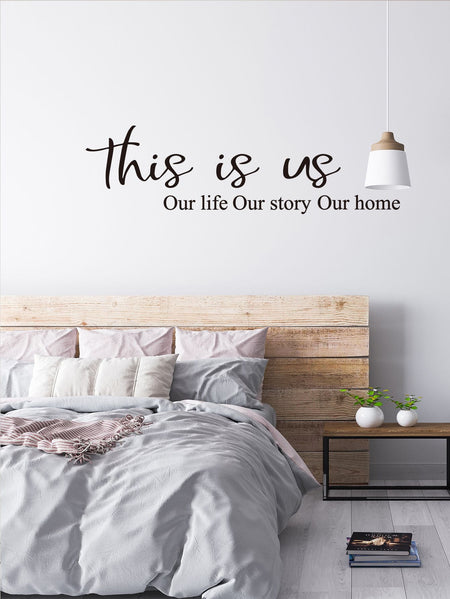 1 pc pretty words- this is us our life our story our home Wall Sticker Home Decoration Accessories For Living Room Bedroom
