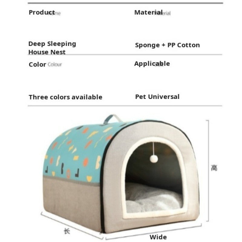 Oversized Dog Kennel Tunnel Warm Dog House Detachable Pet Sleeping Bed Semiclosed Pet Supplies Soft Non-slip Dogs Cats Kennel