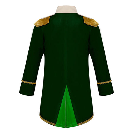 Little Boys Prince Cosplay Costume Long Sleeve Gold Fringe Braiding Velvet Tuxedo Tailcoat Royal Court Cosplay Jacket Dress Up