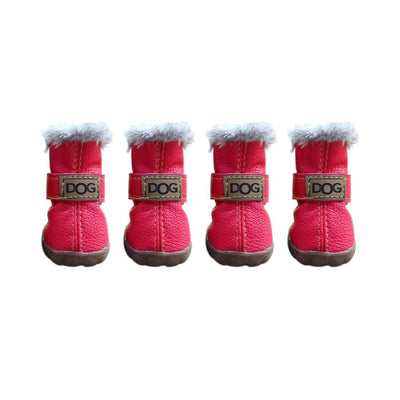 Dog Rainshoes Warm Pet Snow Boots Waterproof Soft Winter Pet Dog Shoes Plush/PU Non Slip for 4Pcs/Set Chihuahua
