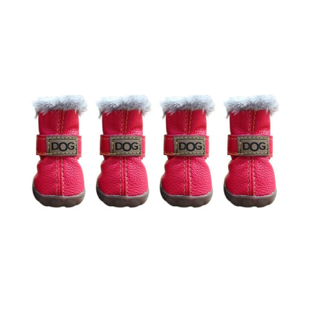 Dog Rainshoes Warm Pet Snow Boots Waterproof Soft Winter Pet Dog Shoes Plush/PU Non Slip for 4Pcs/Set Chihuahua