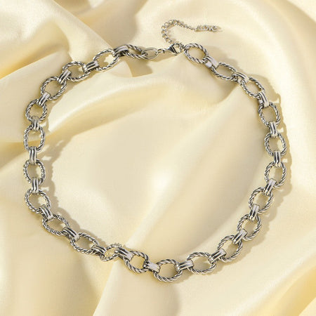 GANEMLY 316L Stainless Steel Metal Chain Necklace Bracelet Set For Women New Punk Collar Chokers Waterproof Jewelry Femme Gift