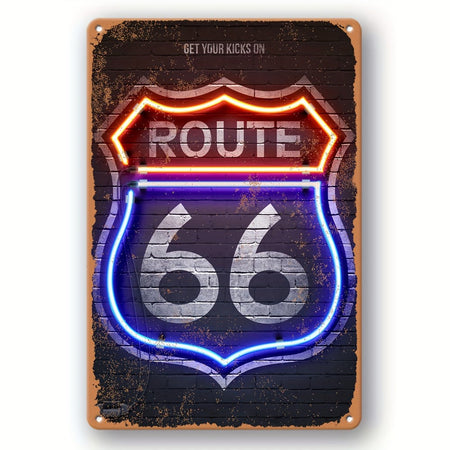A retro Route 66 neon aluminum sign interesting Route 66 aluminum poster bar decoration restaurant decoration street decoration