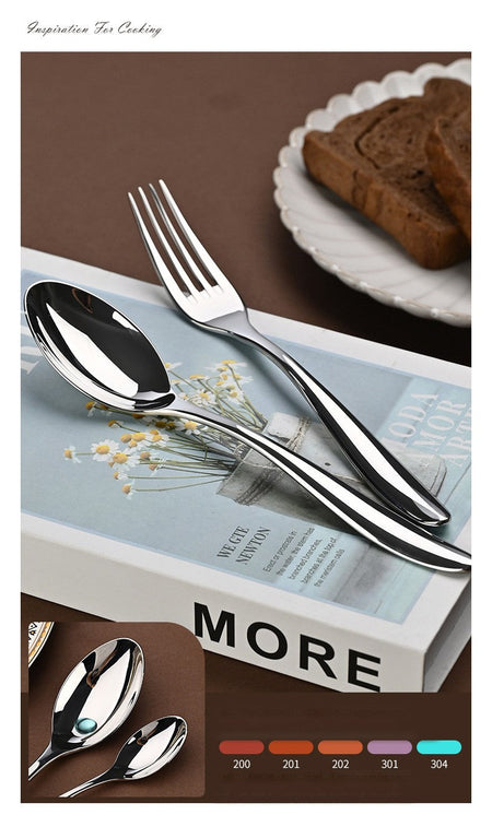 5Pcs 304 stainless steel tableware set steak knife fork cutlery set restaurant kitchen Home commercial high-end dinnerware