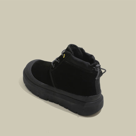 Fujin 4cm New Synthetic Suede Genuine Leather Spring Autumn Ankle Booties Chunky Sneakers High Brand Big Size Plush Women Shoes