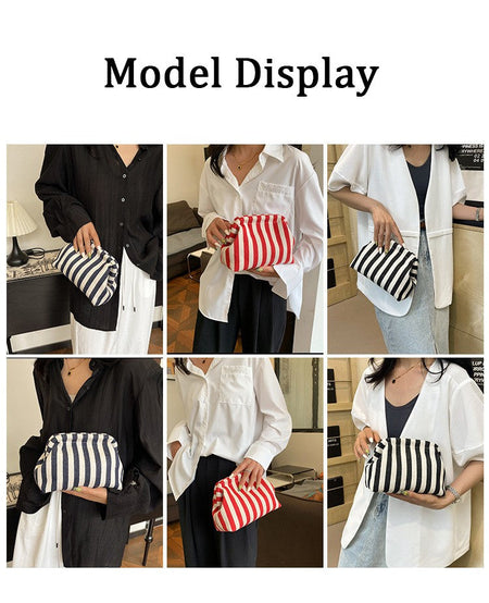 Woven Crochet Purses for Women Beach Clutch Handbags Dumpling Hobo Casual Colorblock Bag Ladies Ruched Cloud Purse