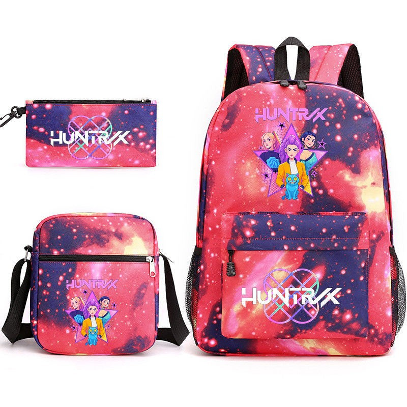 2026 KPop Demon Hunters Huntrix Print Student Backpack School Bags for Girls Pencil Case Set Anime Cartoon Girl'S Birthday Gift