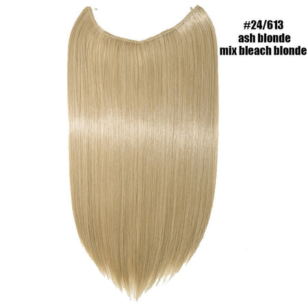 BENEHAIR Synthetic Invisible Wire No Clips In Hair Extensions Secret Fish Line Hairpieces Hair Extensions Fake Hair For Women