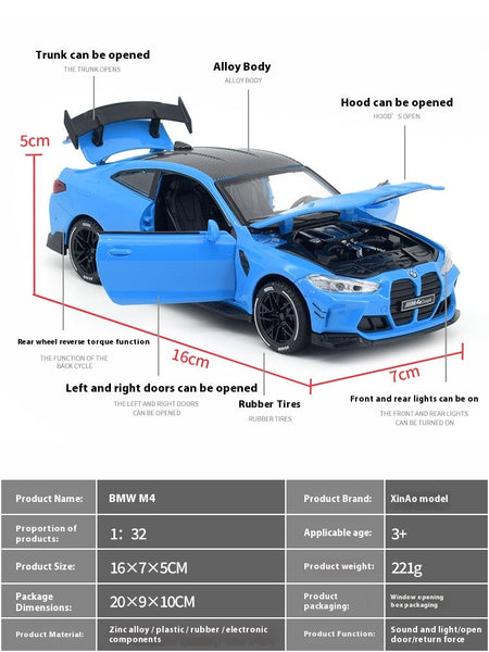 1/32 BMW M4 Coupe Sports Car Alloy Die Casting Model Collection Miniature Desktop Ornaments Miniauto Mini GT Holiday Gift Boy