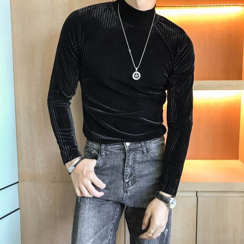 Men's High Street Simplicity Slim Tops Tees Spring Autumn New Long Sleeve All-match Korean T Shirts Vintage Fashion Men Clothing