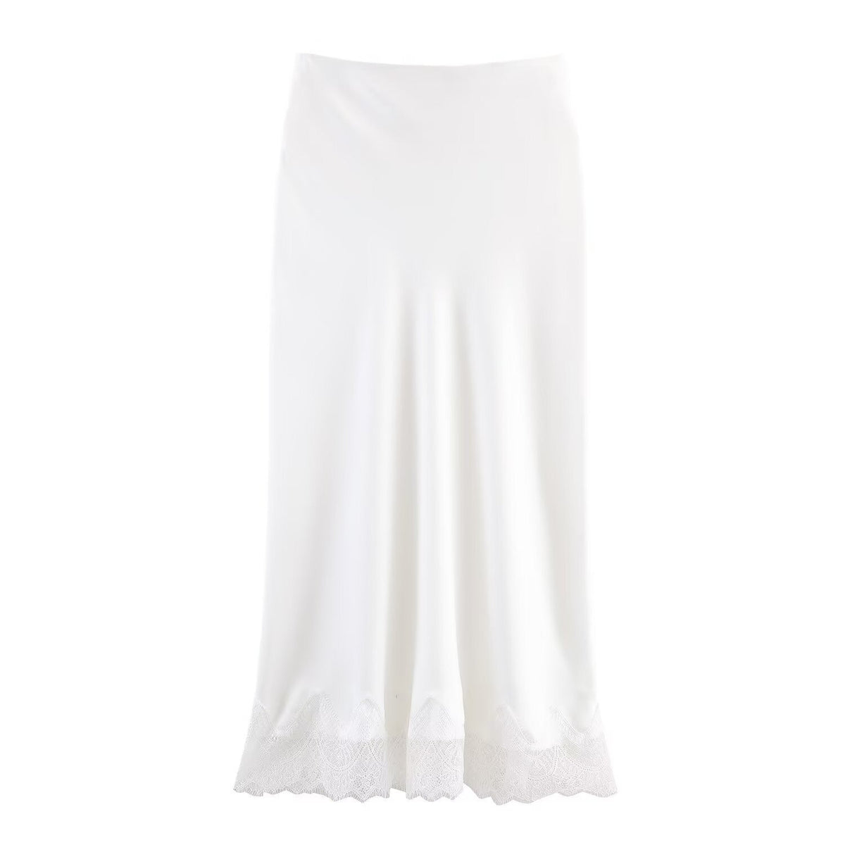 Sexy Satin Half-length Skirt for Women Autumn 2025 Fashionable Trendy Girl Long Skirt A- line Lace Embellished Commute Style