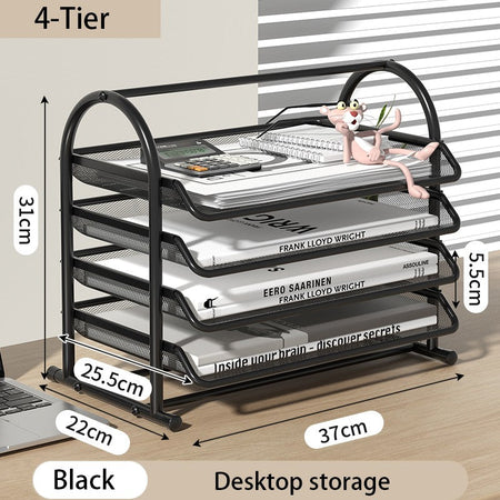 Mesh Letter Tray,Office Desk Paper Organizer with Sliding Trays for Desk Accessories, Office Supplies and File Storage, Black