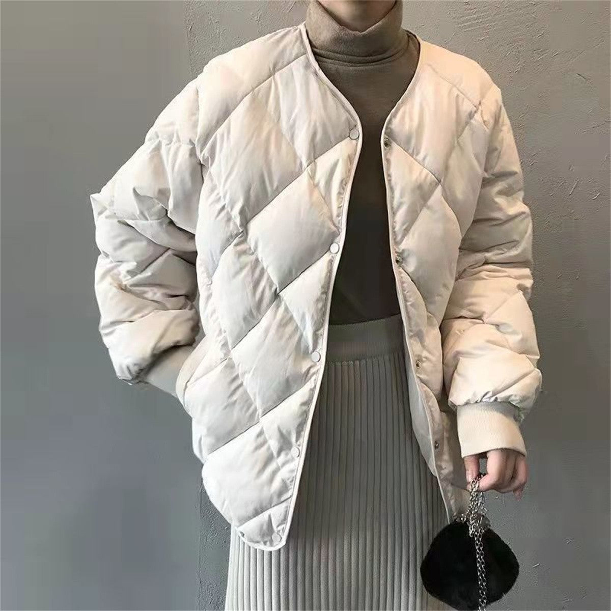 Autumn Winter Single Breasted Coat Women 2025 Fashion Solid Warm Quilted Jacket Long Sleeve O Neck Coats Lady Casual Outfit Wear