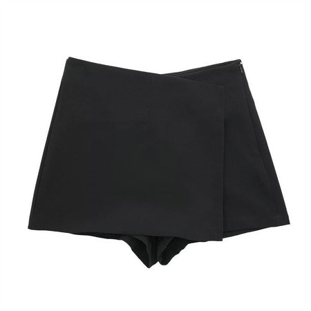 MUJER 2025 Asymmetric Skort For Women Black High Waist Mini Skirt Shorts Women Casual Bermuda Shorts Woman Summer Skirt Shorts