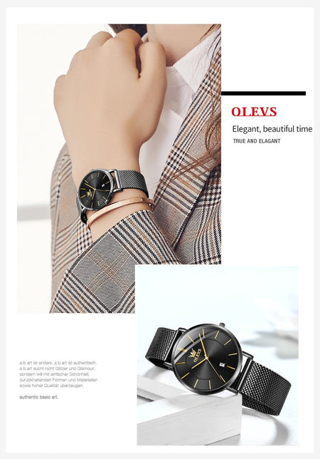 OLEVS 5869 Fashion Women's Watches Milanese Mesh Belt Waterproof Simplicity Versatile Quartz Watch for Lady Original Wristwatch