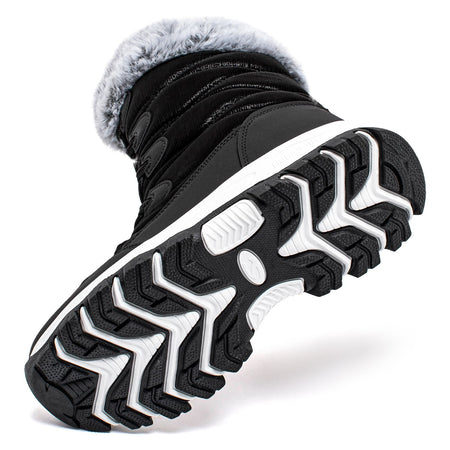 HOBIBEAR Womens Winter Snow Boots Waterproof Outdoor Warm Faux Fur Lined Shoes Non-Slip Lace-Up Boots