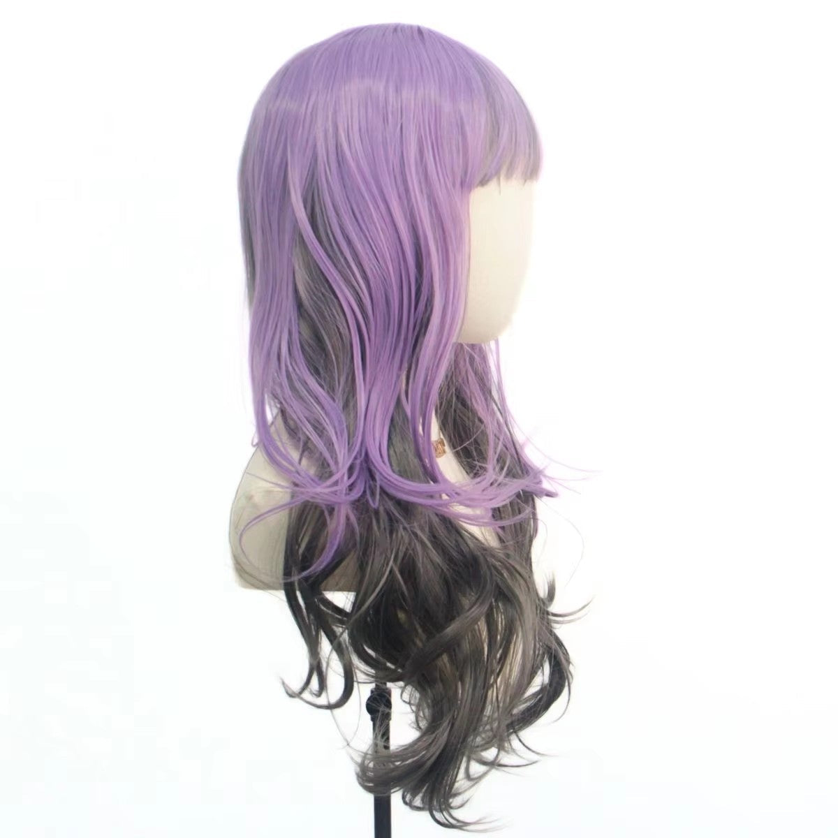 Purple Black Natural Body Wave Long Curly Hair Fiber Synthetic Wig Anime Party cosplay