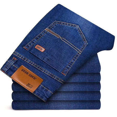 2025 New Business Men's Jeans Casual Comfortable Straight Stretch Fashion Classic Premium Blue Black Denim Pants Large Pants