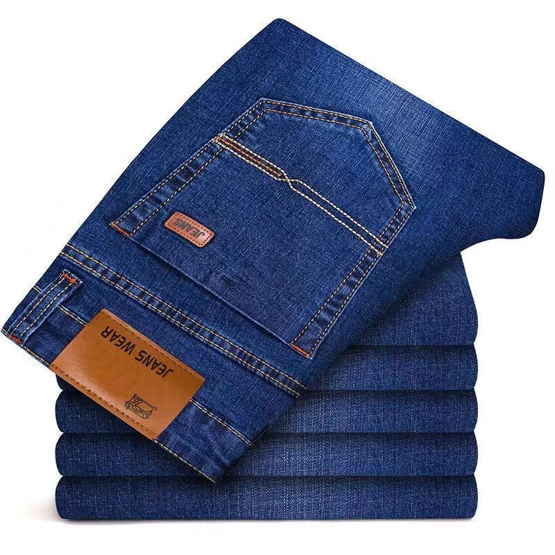 2025 New Business Men's Jeans Casual Comfortable Straight Stretch Fashion Classic Premium Blue Black Denim Pants Large Pants