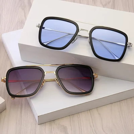 Fashion Steampunk Men Sunglasses Tony Stark Iron Man Sun Glasses Vintage Metal Eyewear Steam Punk Sunglass UV400 Male Gafas