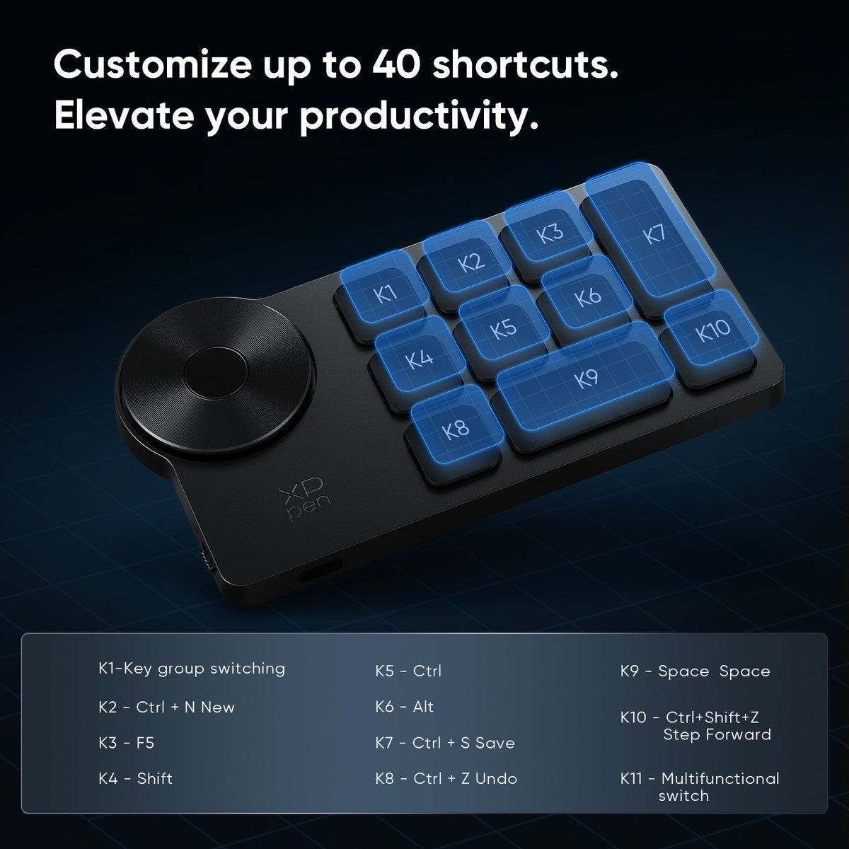 XPPen Wireless Shortcut Remote Express Key Bluetooth 5.0 Customizable shortcut keys for Graphic Tablet Pen Display Monitor