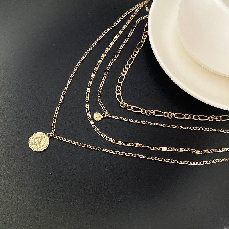 Classic Pendant Necklace for Women Micro Zircon Turkish Lucky Evil Eyes Palm Cross Pearl Multilayer Metal Chain Choker Jewelry