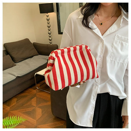 Woven Crochet Purses for Women Beach Clutch Handbags Dumpling Hobo Casual Colorblock Bag Ladies Ruched Cloud Purse
