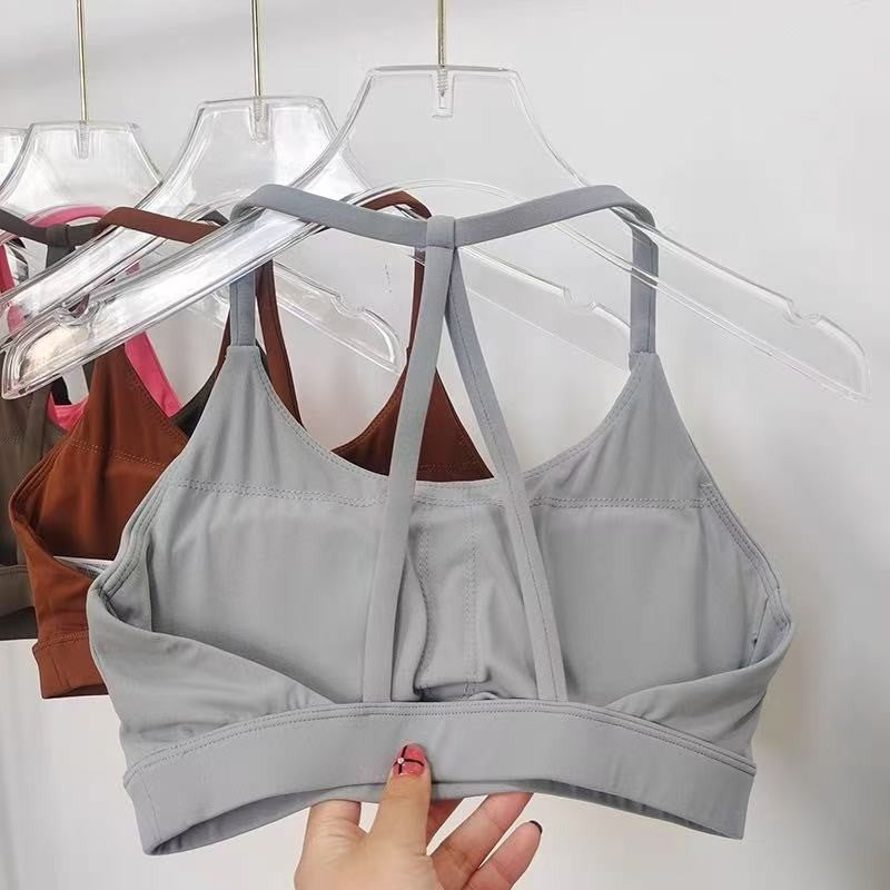 Beautiful Back Sports Underwear Women's Thin Shoulder Strap Hanging Neck Strap Naked Feel bra Yoga Bra Fitness Training Tank Top