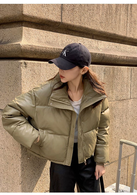 Autumn Winter Warm PU Jackets Fashion Women Long Sleeve Korean Thick Loose Coats Casual Office Lady Commute Lapel New Outerwear