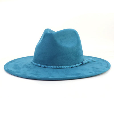 Vegan suede hat belt accessories heart-shaped wide-brimmed fedora hat for men and women felt jazz hat classic chapeau femme
