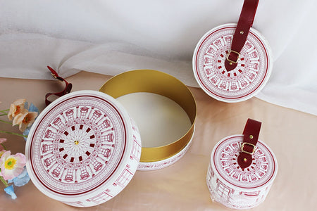 Round Paper Gift Box Leather Carry Hands Portable Wedding Candy Cake Chocolate Favors Bag Birthday Party New Year Decor Supplies