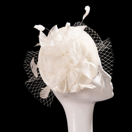Double hemp yarn pattern design feather accessories big brim sun hat elegant banquet hat wedding beach vacation equestrian hat