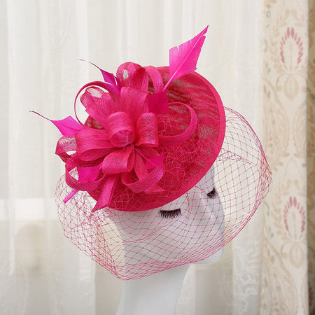 Double hemp yarn pattern design feather accessories big brim sun hat elegant banquet hat wedding beach vacation equestrian hat