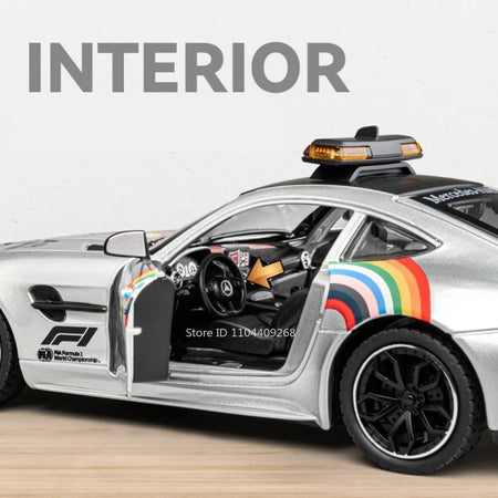 1:24 GTR F1 Safety 300SL Sport Car Model Toy Alloy Diecast Sound Light Shock Absorption Miniature Vehicle Models Collection Gift