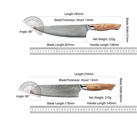 67-LAY Damascus Kitchen chef knife Set,Japanese Santoku Nakiri Knife Utility Knife Boning Knife,Cooking knife Olive wood HD