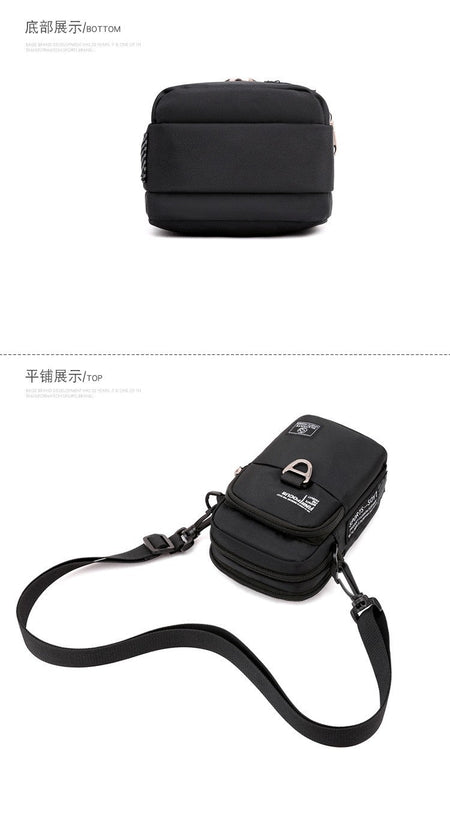 Fashion 3 Layers Men Small Shoulder Bag High Quality Durable Nylon Male Handbag Portable Messenger Bag Flap Mini Waist Bag