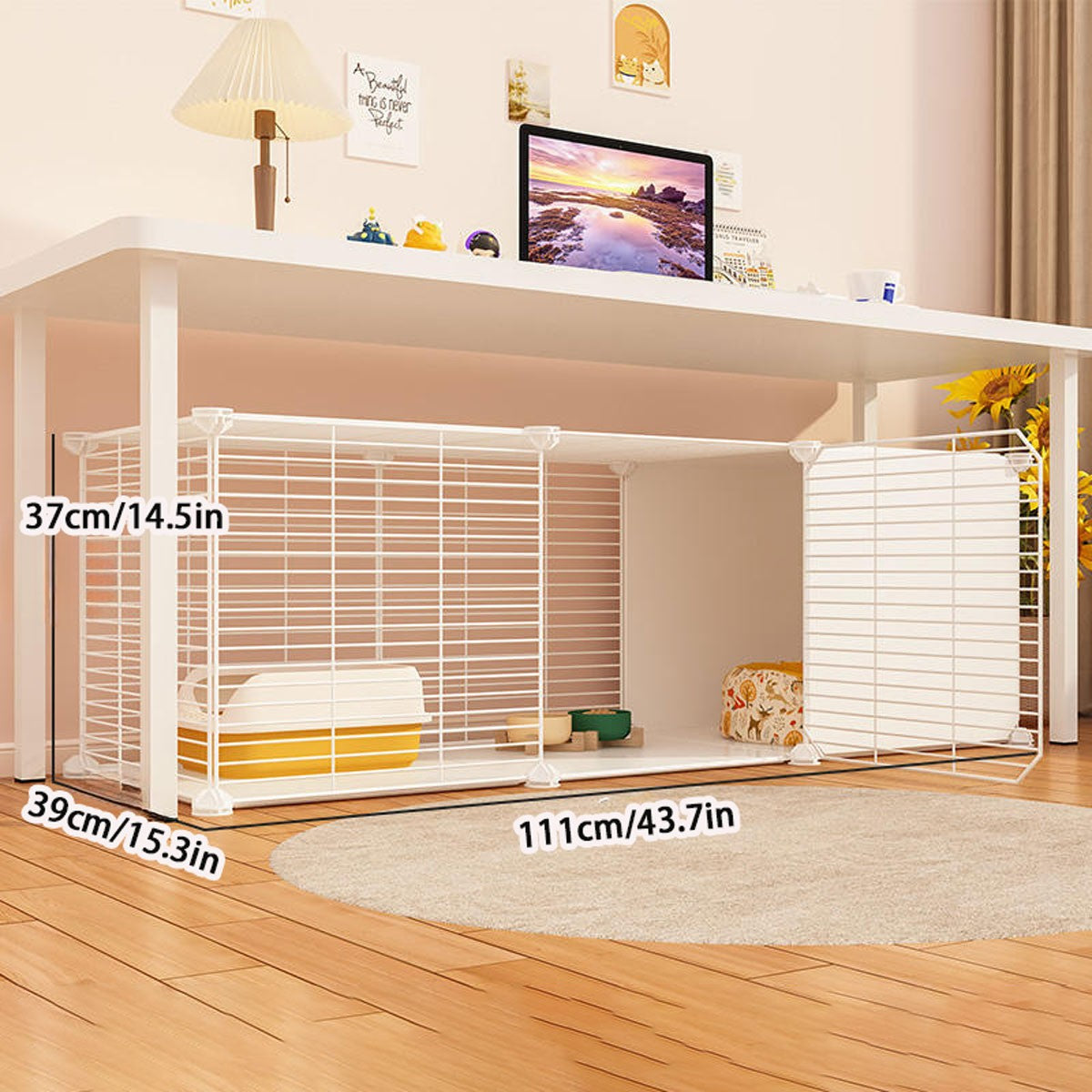 Cat Cage, Cat Villa, Indoor Luxury Cat Nest, Household with Toilet, Can Hold Litter Box, Kitten Cat House, Three-Story Cat House