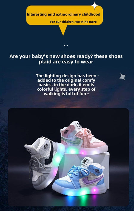 Children Shoe Spring and Autumn Boys Girls Lighted Sneakers Glowing Shoe Soft Soled Breathable Casual Infant Toddler Shoes