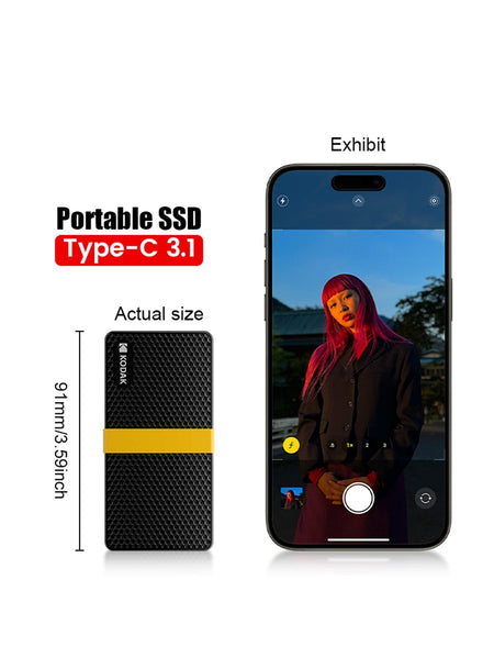 KODAK USB3.1 GEN2 SSD 1TB External Hard Drive 128GB 256GB 512GB 1TB Solid state Mini PSSD For PC laptops disco duro externo