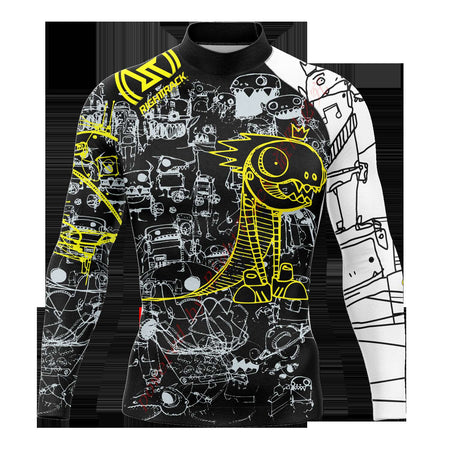 Hot Men's Surfing Shirt Nautical Diary Lycra Rashguard RIGHTTRACK For Surf Sportswear Beach UV Swimwear UPF50+ Clothes