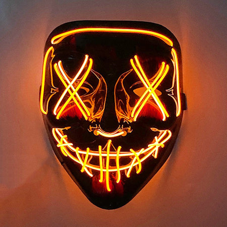 Scary Wireless Glowing LED Mask Halloween Party Supplies Neon Purge Mask Cosplay Luminous Face Masks Carnival Festival Props