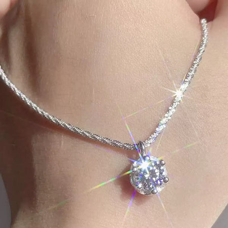 TEN CARATS s925 Sterling Silver VVS1 Moissanite Classic Crown Necklace for Women  Gift GRA Certified Jewelry free delivery