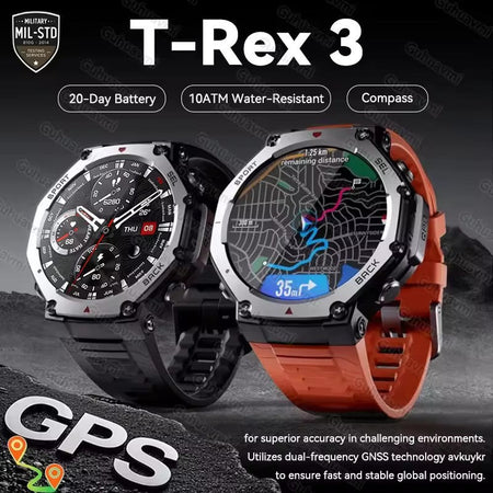 2025 Original T-Rex 3 Ultra Military GPS Smartwatch Built-in GNSS Compass Altimeter 10ATM Waterproof Sports Smartwatch Men Women