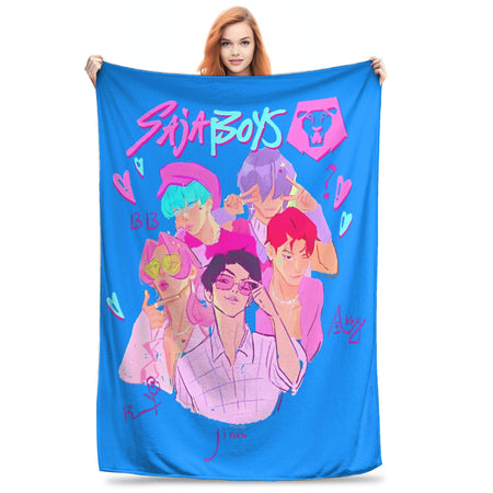 Huntrix Zoey Rumi Mira Blanket Cover Flannel KPop Demon Hunters Lightweight Throw Blankets for Outdoor Travel Bed Rug